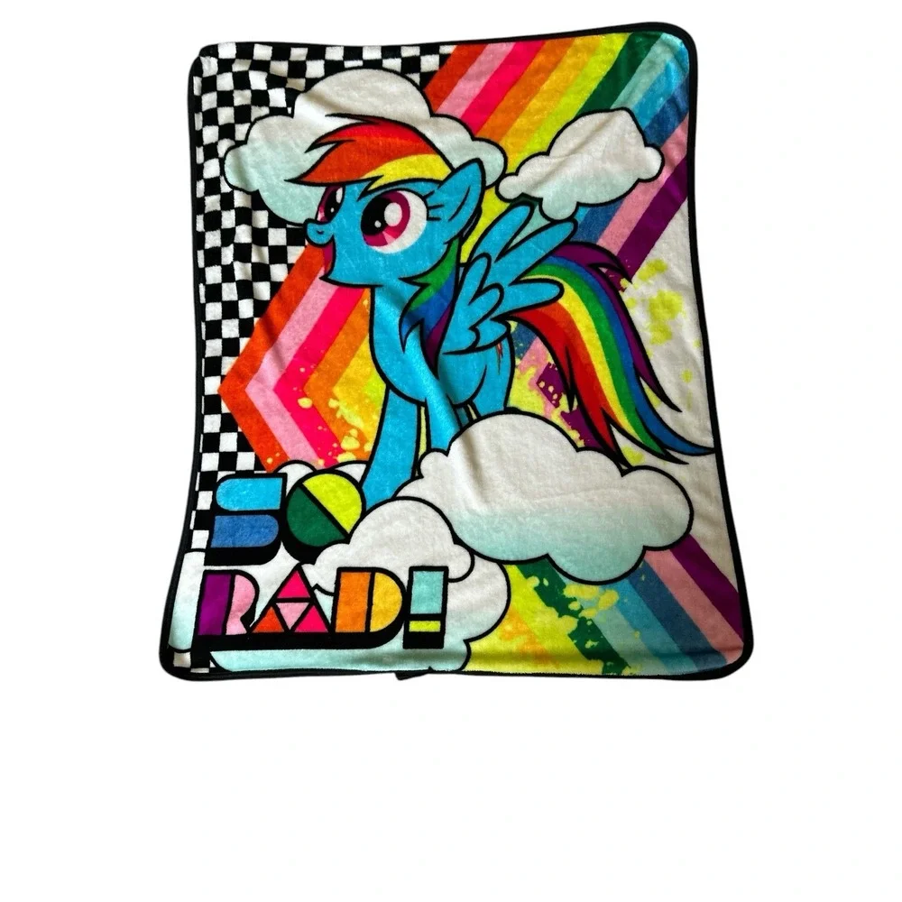 My Little Pony Rainbow Dash Plush Throw Silky Soft 'So Rad' 40x50 Blanket 2017‎